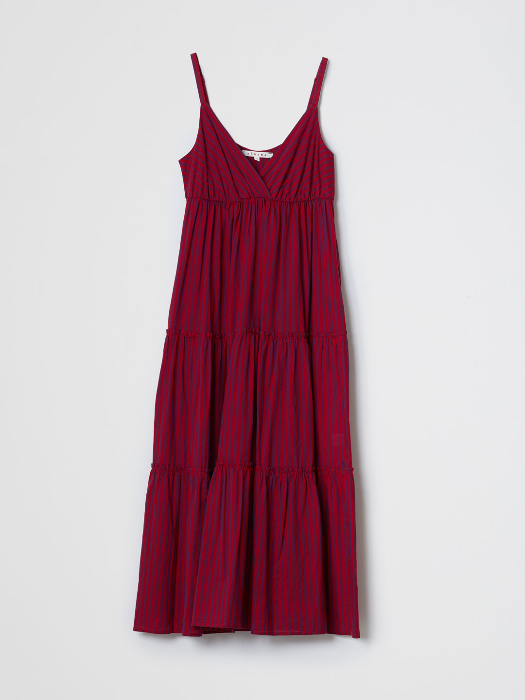 MAE Shoulder Strap Tiered Cotton Dress - Red