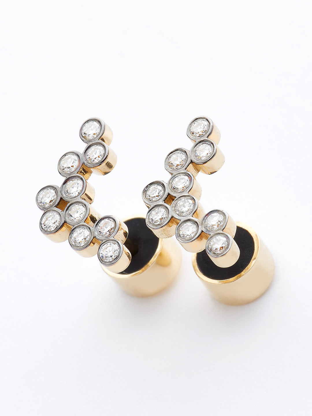 Diamond Pierced Earring - 18K Yellow Gold