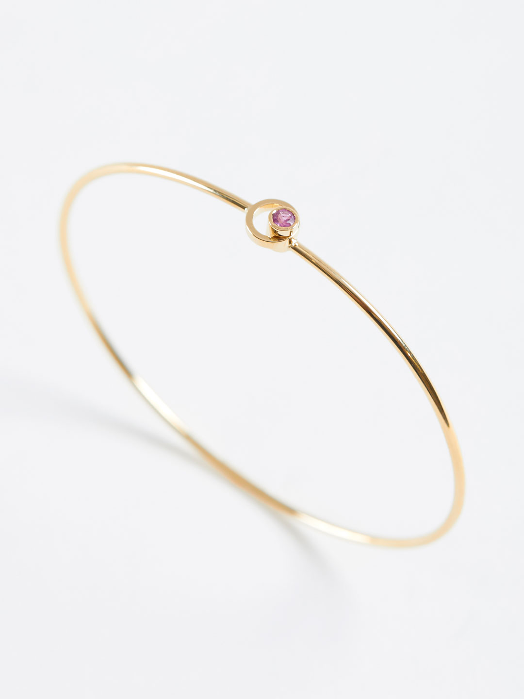 Pink Sapphire Circle Motif Bracelet - Yellow Gold