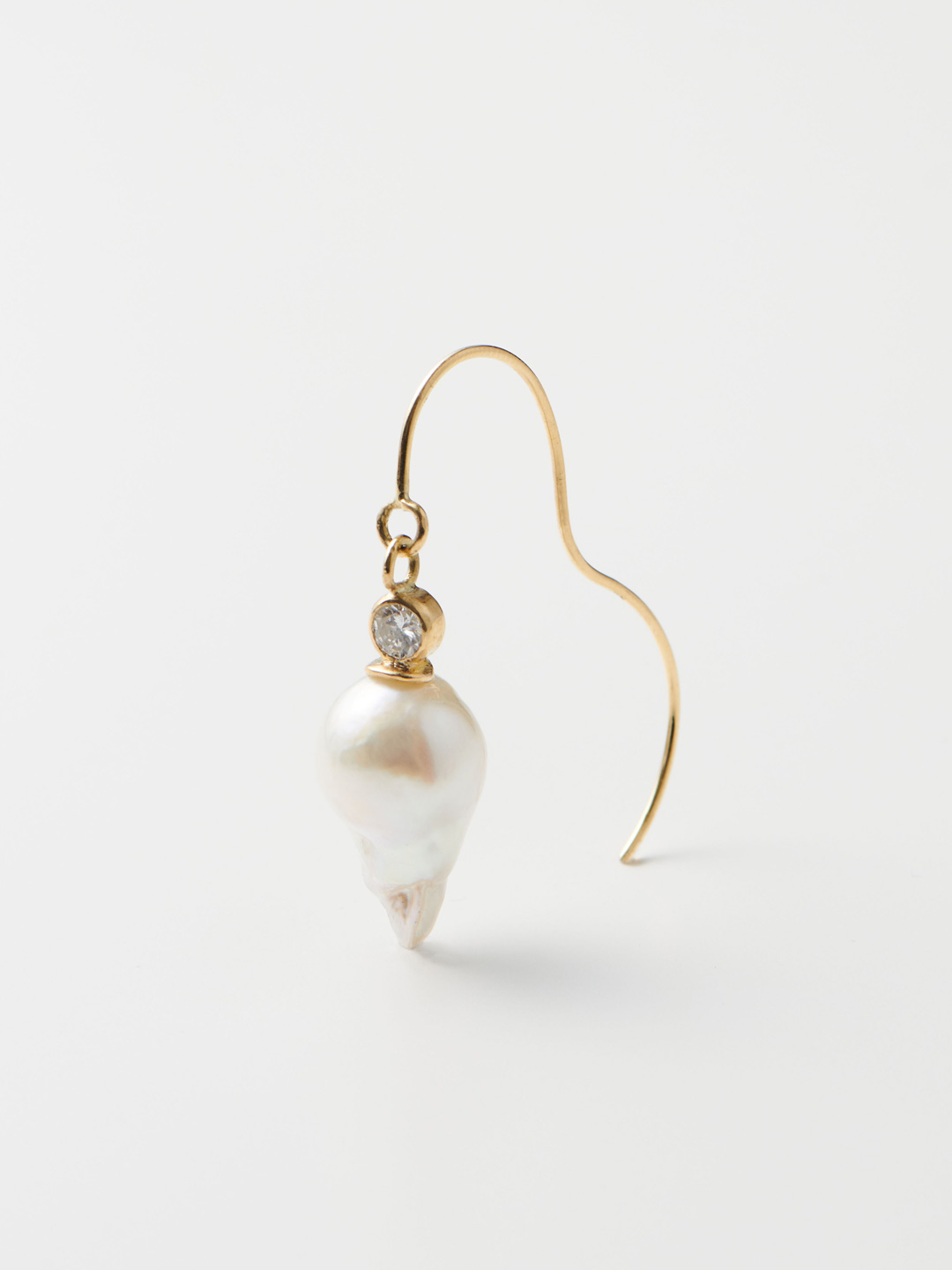 White Stones South Sea Pearl Pierced Earring