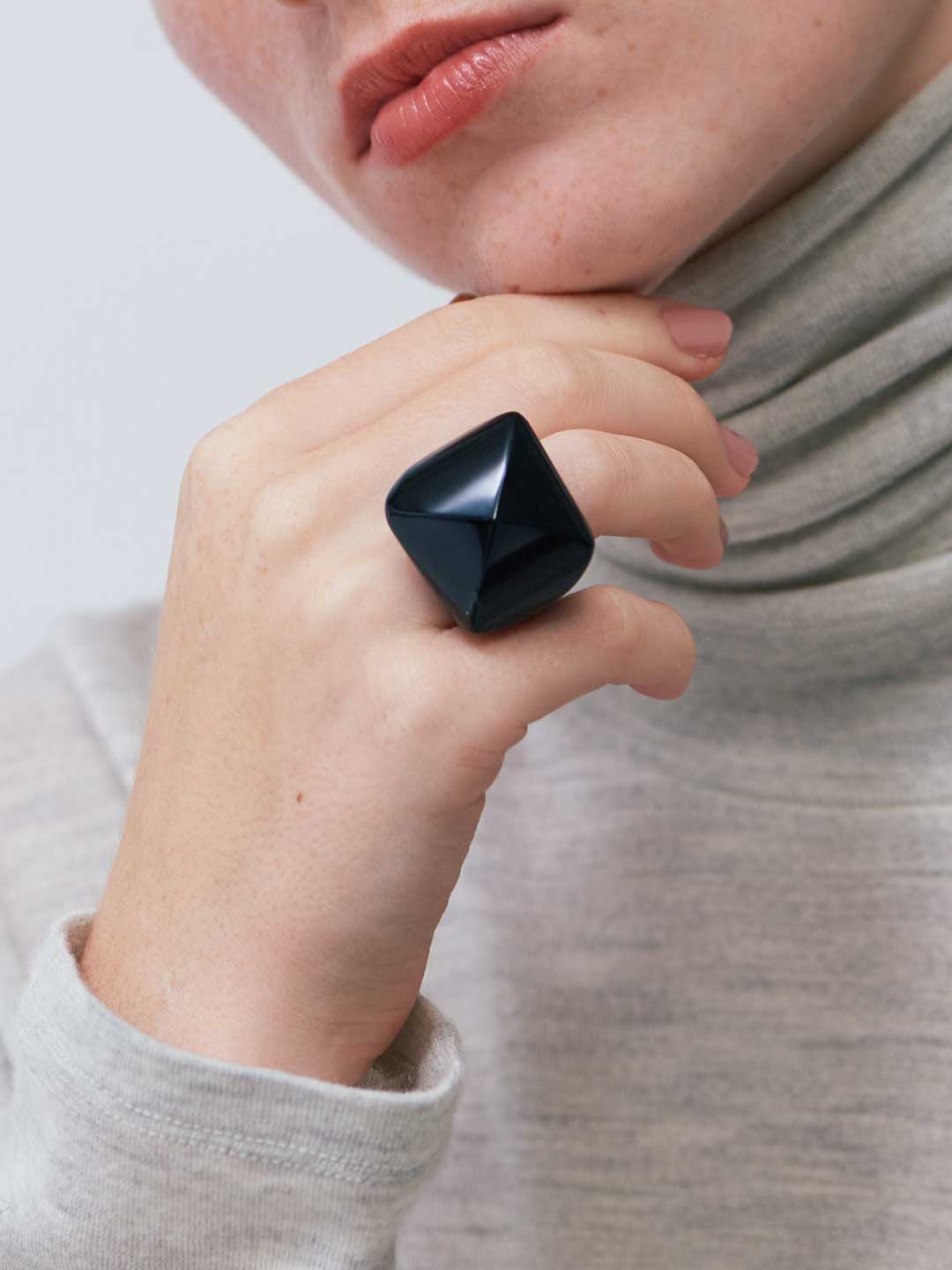 Onyx Pyramid Ring