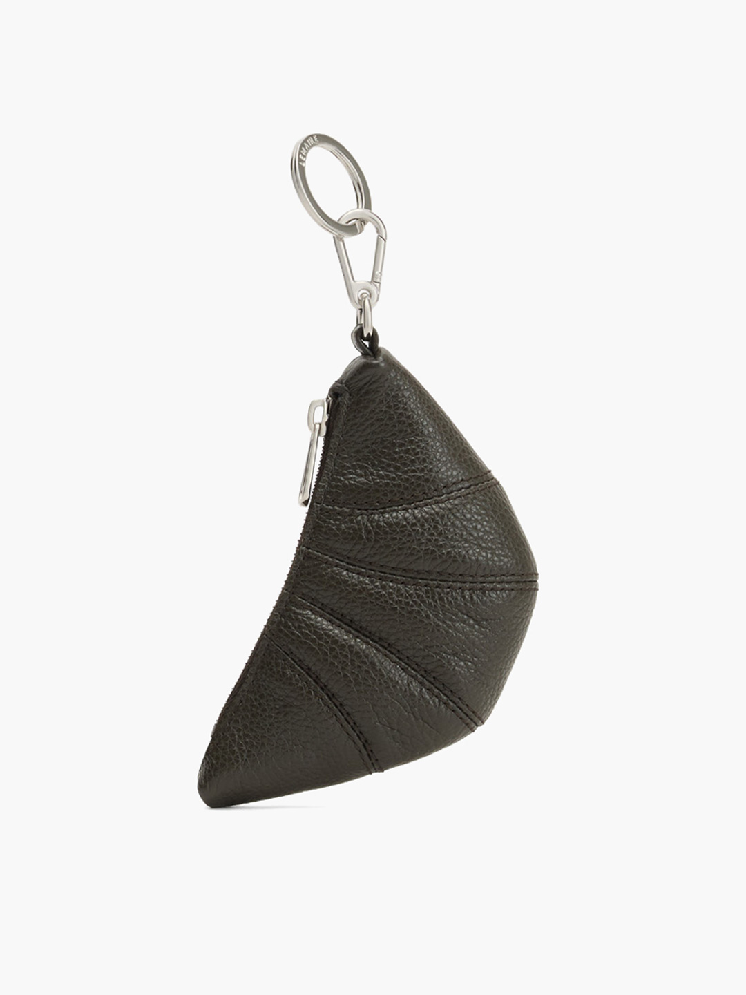 Mini Croissant Keyring Grained Leather - Dark Grey